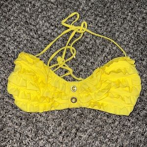 vintage looking yellow ruffle bikini top